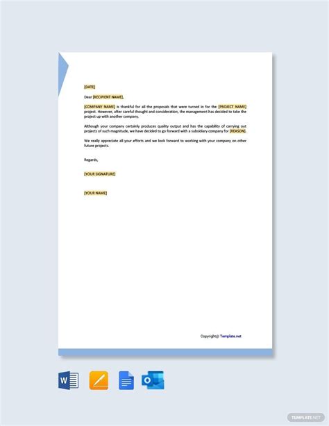 real estate offer rejection letter  google docs word pages