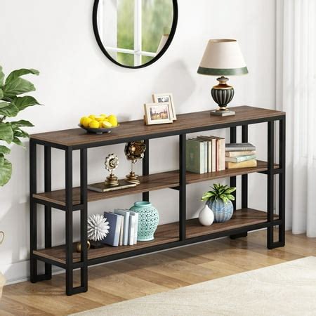 tribesigns   sofa table industrial  tier console tables entryway table  storage