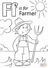 Farmer Coloring Letter Farm Pages Preschool Printable Animals Animal Drawing Scene Book Alphabet Color Truck Kids Sheets Supercoloring Template Fire sketch template