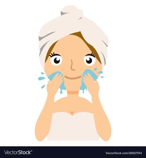 girl cleaning her face with water woman caring vector image