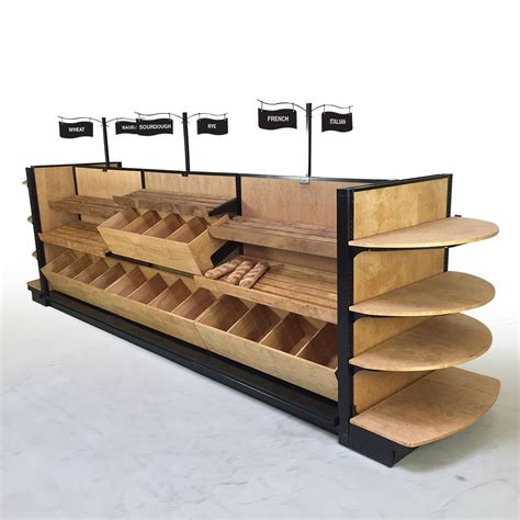 wood bread shelving island display   shelves  ft  bakery display supermarket