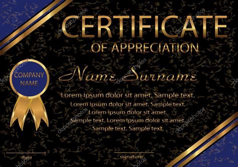 certificate  appreciation diploma elegant black template  gold