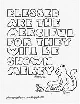Coloring Pages Kids Blessed Merciful Matthew Bible School Beatitudes Printable Colouring Sunday Color Sheets Scripture Crafts Mercy Print Children Adron sketch template