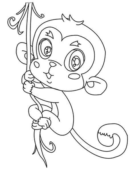 print  coloring monkey head  monkey coloring pages