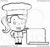 Chef Menu Female Cartoon Toddler Clipart Coloring Holding Blank Thoman Cory Outlined Vector Regarding Notes sketch template