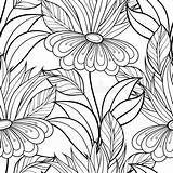 Floral Vector Monochrome Seamless Pattern Drawn Texture Decorative Coloring Flowers Hand Book Illustration sketch template