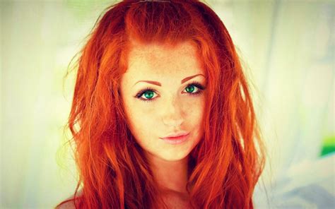 Women Redhead Freckles Green Eyes Photo Manipulation