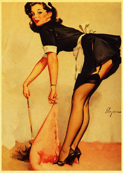 World War Ii Sexy Pin Up Girl Retro Poster Kraft Paper Printed Painting