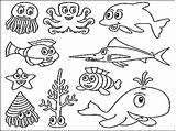 Coloring Animals Pages Ocean Sea Fish Animal Ecosystem Water Drawing Underwater Deep Creatures Life Plants Scene Printable Getdrawings Realistic Preschool sketch template