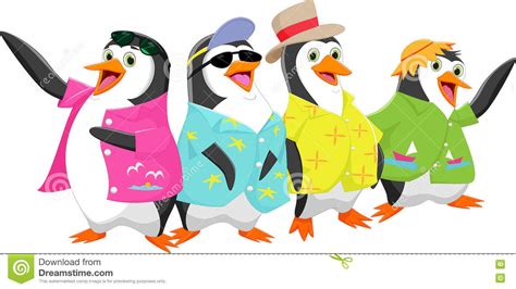Happy Cartoon Penguin On A Summer Holiday Stock Vector