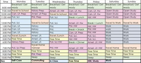 create  weekly schedule  works nscc college  guide