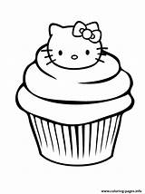 Cupcake Coloring Kitty Pages Hello Printable Print Color Book sketch template