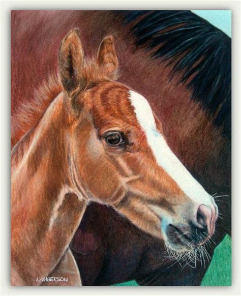 horse  foal colored pencil original artwork pop art animals