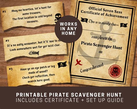 pirate scavenger hunt clues printable pirate party game  etsy hong