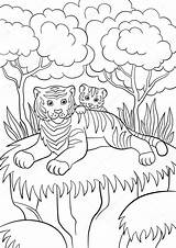 Tigre Selvatici Ipastock Sorridente Piccola Foresta Bambino Carino sketch template
