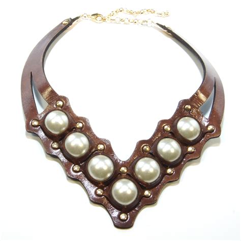 bold pearl leather necklace vitoria global fashion llc
