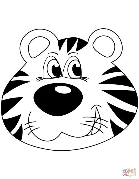 cartoon tiger head coloring page  printable coloring pages