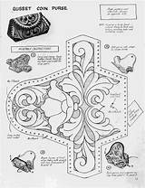 Punzieren Sac Broderie Schnitzen Schablonen Geldbörse Schnittmuster Lederkunst Lederbrieftasche sketch template