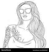 Coloring Pages Girl Beautiful Vector Royalty sketch template