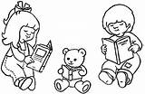 Reading Coloring Pages Kids Children Book Girl Drawing Read Boy Books Child Colouring Library Clipart Color Cartoon Printable Getdrawings Getcolorings sketch template