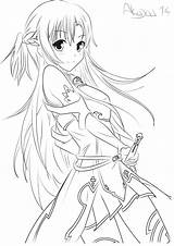 Sword Asuna Yuuki Lineart Malvorlagen Mädchen Classique Mangas Tranh Zeichnung Números Img10 Kirito Từ ã Lưu sketch template