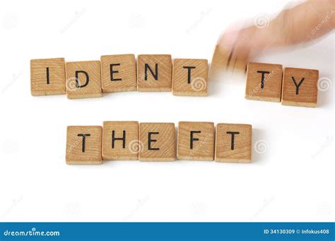 identity theft wood letters royalty  stock images image