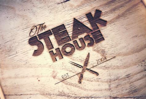 steak house logo  wood menukaarten visuele identiteit identity