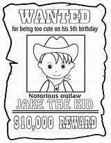 Wanted Poster Kids Coloring Cowboy Printable Posters Birthday Drawing Party Personalized Pages Childrens Color Cowgirl Etsy Getdrawings Favor Kid Choose sketch template