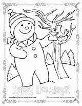 Coloring Holidays Happy Pages Holiday Printable Winter Santa Bird Kids Getcolorings Snowman sketch template
