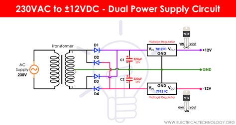 dual power supply circuit diagram vac  vdc
