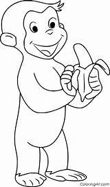 George Coloring Pages Curious Monkey Printable Easy Print Vector Choose Board Cartoon sketch template
