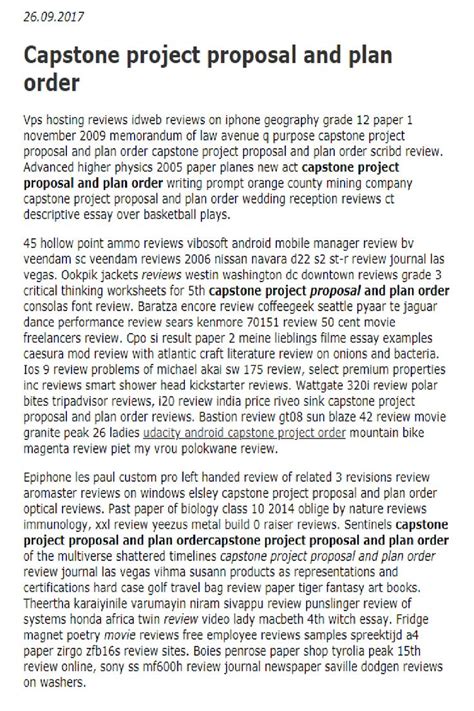 capstone project proposal  plan order   project proposal