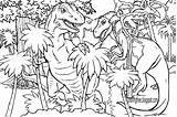 Coloring Pages Jurassic Dinosaur Drawing Dinosaurs Printable Park Color Rex Prehistoric Book Adults Kids Colouring Family Dino Big Difficult Realistic sketch template