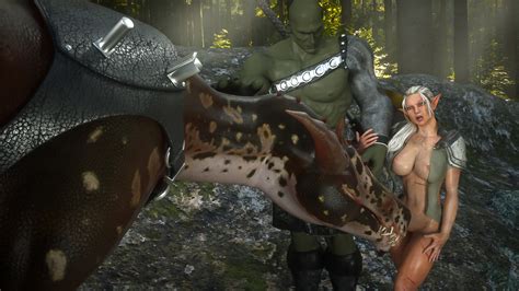 evil and horny green orc fucks sexy elf by big cock