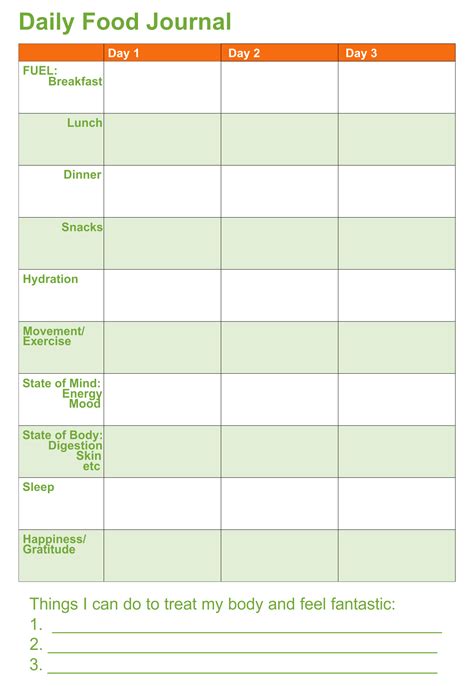 exercise  weight loss food journal  printable