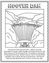 Dam Hoover Coloring Craft Informational Geography Poster Text Activity sketch template