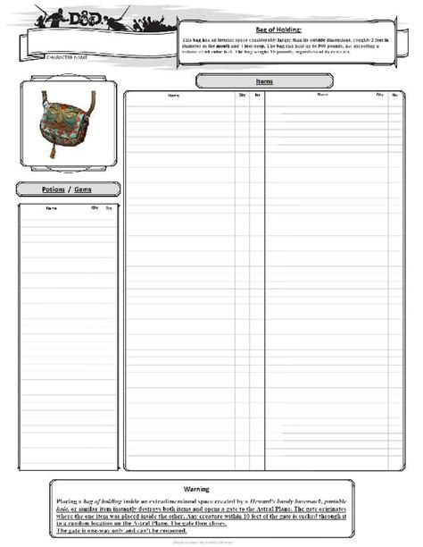 inventory sheets part  dnd character sheet dungeons  dragons