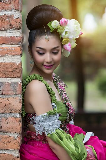Beautiful Thai Woman Wearing A National Costume And