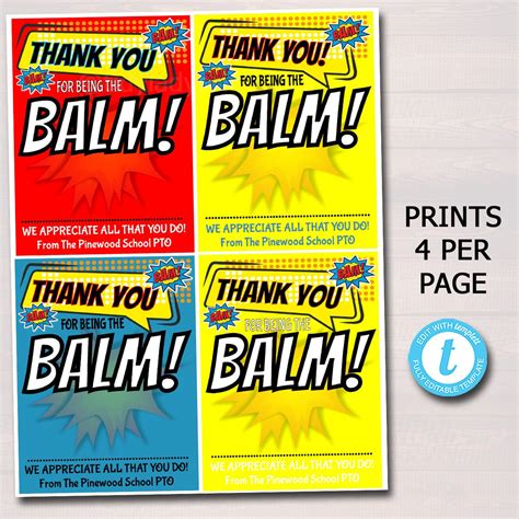 superhero lip balm favor tags youre  balm tidylady printables
