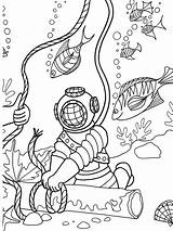 Coloring Pages Sea Under Scuba Diver Deep Diving Doverpublications Book Dover Publications Welcome Kids Printable Adventure Sheets Ocean Colouring Color sketch template