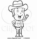 Cowboy Waving Friendly Clipart Cartoon Thoman Cory Outlined Coloring Vector 2021 sketch template