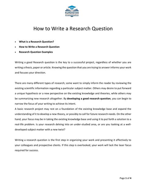 write  research question
