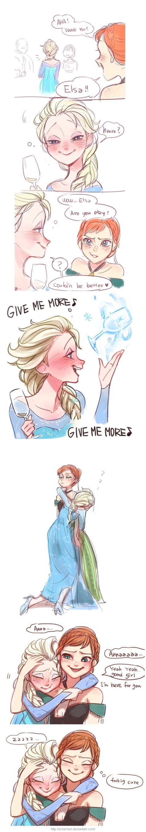 Anna Taking Care Of A Drunk Elsa By A Ka From R Frozen