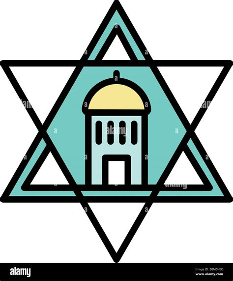 jewish temple star icon outline jewish temple star vector icon color