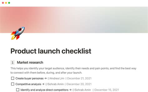 notion template gallery product launch checklist