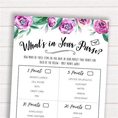 whats in your purse game bridal shower game wedding