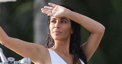 Kim Kardashian See Through Wet T Shirt And Bikini Candids In Mexico