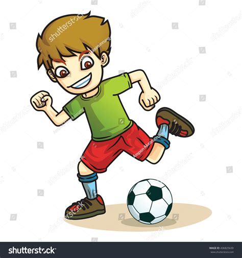 boy kick ball cartoon vector stock vector royalty