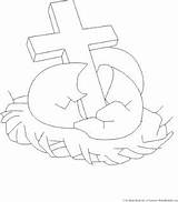 Cross Easter Coloring Pages Printables Lilies Jesus Christianity sketch template