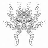 Mandala Octopus Premium Lineal Zentangle Coloring Illustration Vector Book Style sketch template